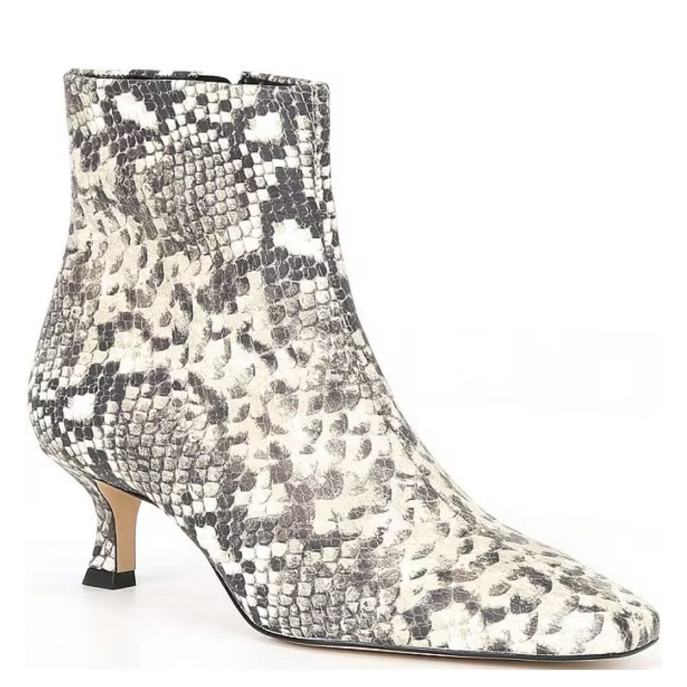 Gianni Bini Snakeskin Ankle Boots - Black and White